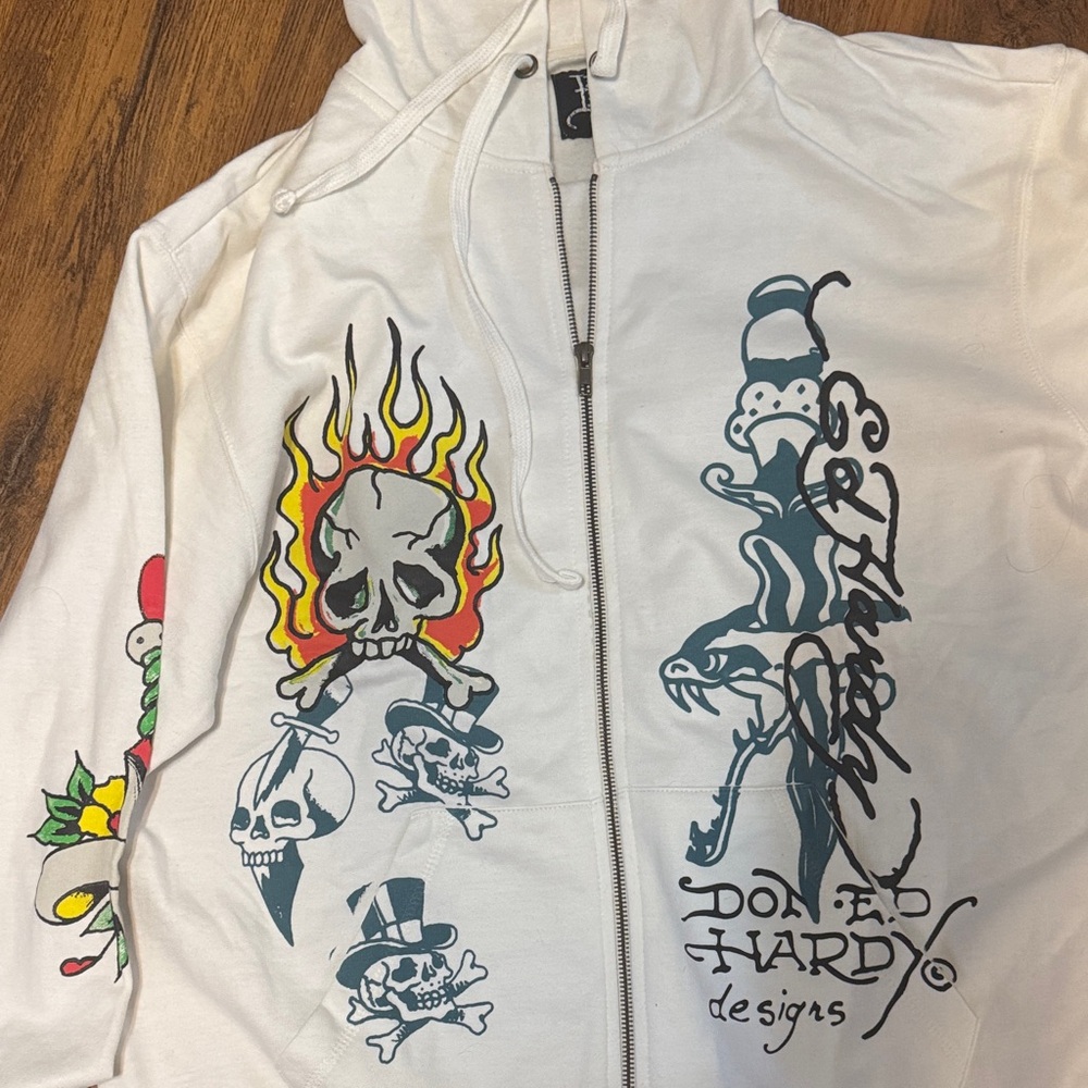 Ed Hardy White Graphic Hoodie